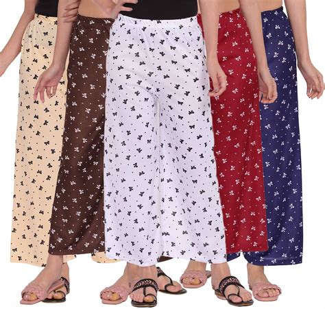 Buy Fablab Women's White Printed Regular Mid Rise Palazzo Pants For ...