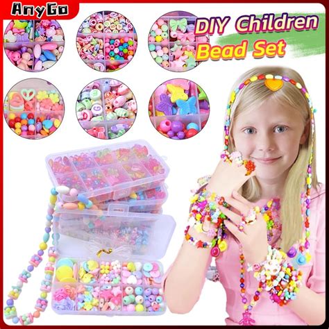 DIY Children Bead Set for Jewelry Making Colorful Acrylic Crafting ...