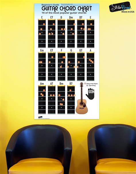 Guitar Chord Chart Poster for Beginners. 16 Popular India | Ubuy