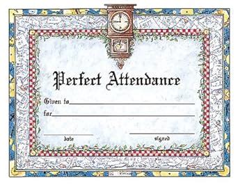 Buy Perfect Attendance Award Certificate (Award Certificates) Book ...