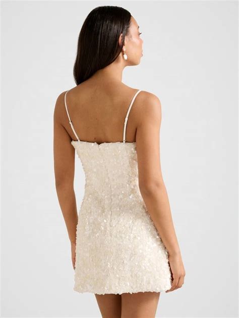 Forever New Kirby Sequin Mini Dress, Porcelain