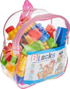 ARIZON ENTERPRISE DIY Building Blocks for Kids with Wheel, Pink Pouch ...