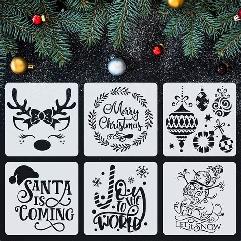 12 x 12 Inch Christmas Stencils Template Reusable Plastic Craft ...