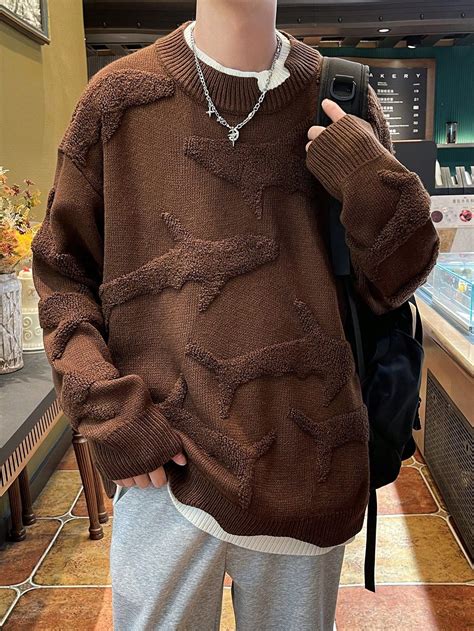 Men'S Drop Shoulder Fish Pattern Colorblock Sweater in 2024 | Sweater ...