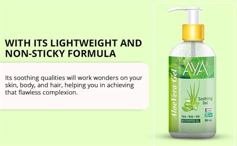 AYA Multipurpose Aloe Vera Gel, 300 ml + 300ml for Face, Hair and Body ...