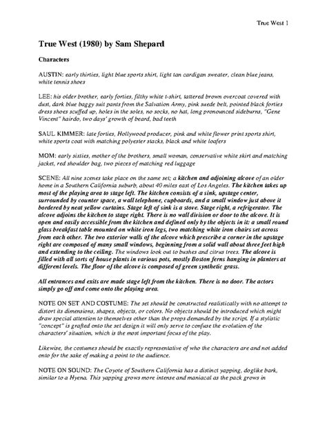 Sam Shepard's "True West": Complete Play Text and Character Analysis ...