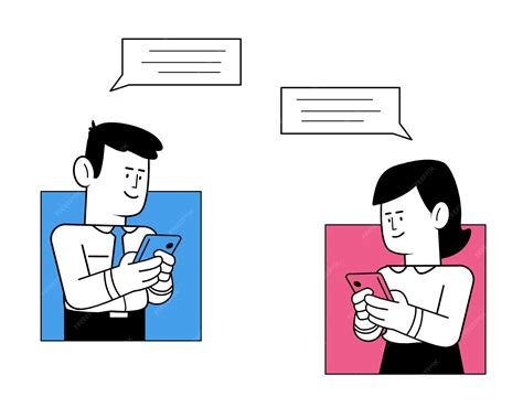 Premium Vector | Vector illustration of male and Female texting on phone