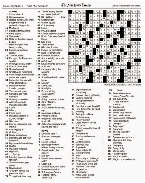 Seattle New York Times Crossword - Free Daily Crossword