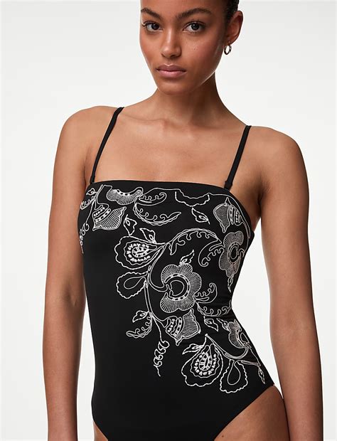 Buy Embroidered Bandeau Swimsuit at Marks & Spencer