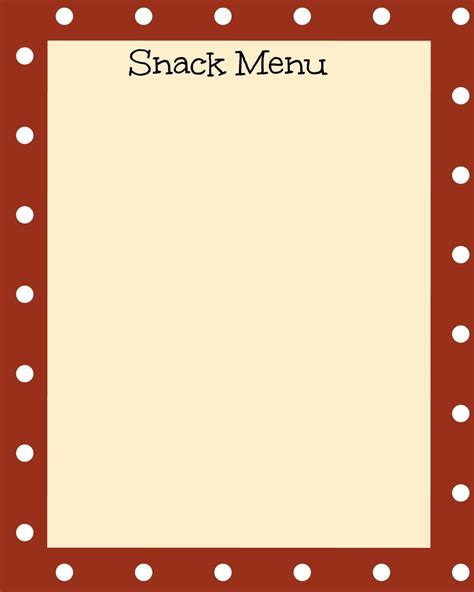 Blank Restaurant Menu Template