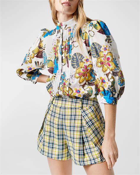 Smythe High-Rise Wide-Leg Wool Plaid Culottes | Neiman Marcus