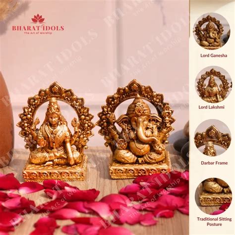 Bharat idols 100% Brass Pillaiyar Ganesh with Bhagavathi Lakshmi Price ...