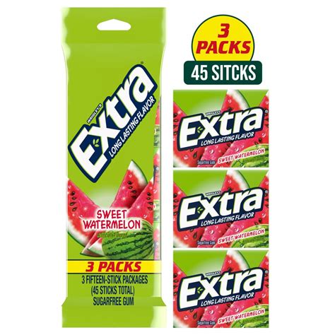 Amazon.com : EXTRA Watermelon Sugar Free Chewing Gum, 15 ct (3 Pack ...