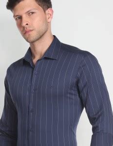 ARROW Men Striped Casual Dark Blue, White Shirt - Buy ARROW Men Striped ...