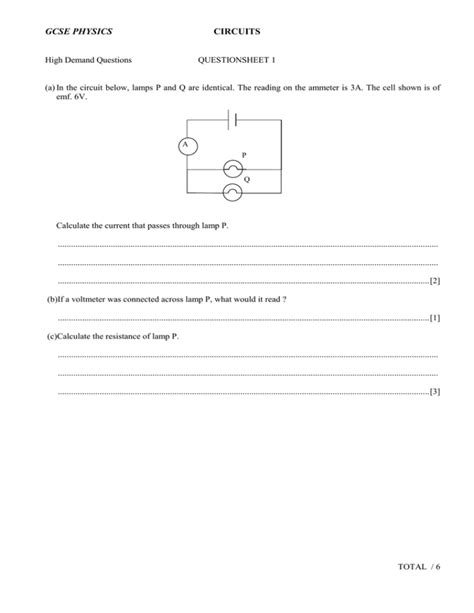 GCSE Physics Circuits Questions 的图像结果