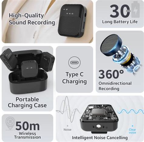 vook Wireless Mic with ANC+ENC Noise Cancellation for Video Recording ...
