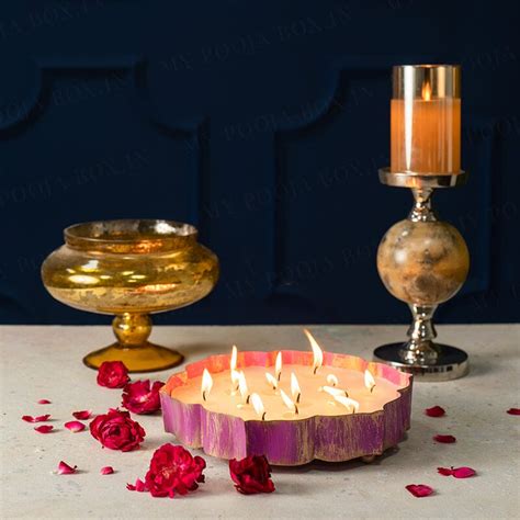 Buy Pink and Gold Candle Urli 9" Online in India - Mypoojabox.in