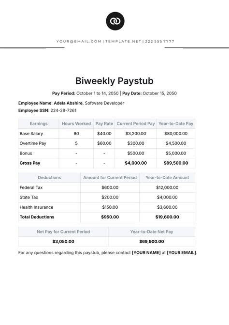 Free Biweekly Paystub Template to Edit Online