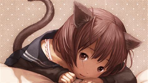 HD Wallpaper of an Adorable Anime Cat Girl by Yuumei