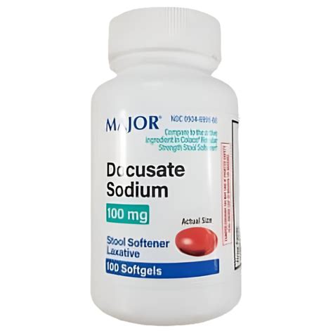 Major Stool Softener Docusate Sodium 100MG Softgels Gentle Relief for ...