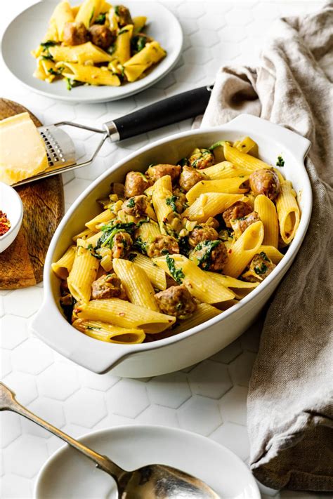 Creamy spinach sausage pasta – Artofit