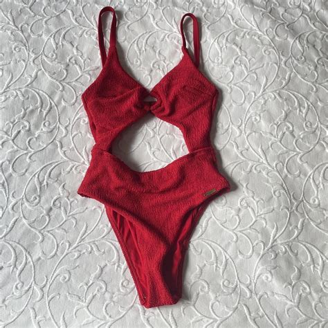 Free Society Women's Red Swimsuit-one-piece | Depop