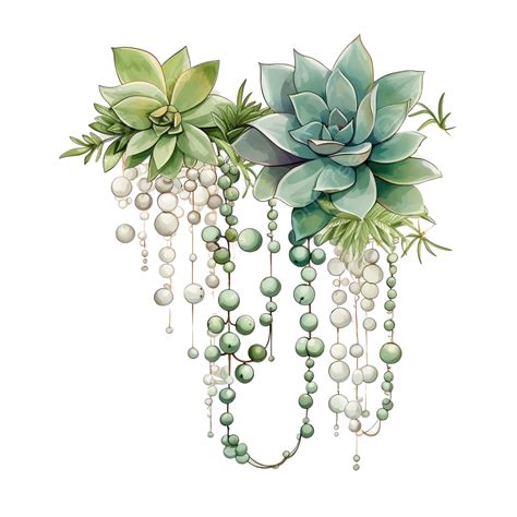 String Of Pearls And Succulent Plants Drawing Png, String Of Pearls, Vine, Green PNG Transparent ...