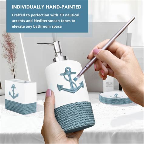Sailor Bathroom Set Tide And Tales Nautical Bathroom Decor 4 Piece