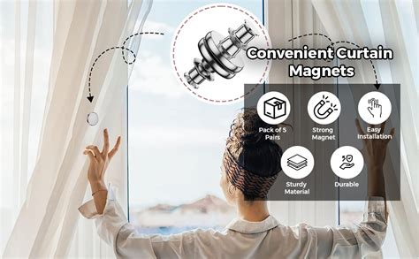 HASTHIP® 5 Pairs Curtain Magnets Closure with Tack,Drape Magnets Button ...