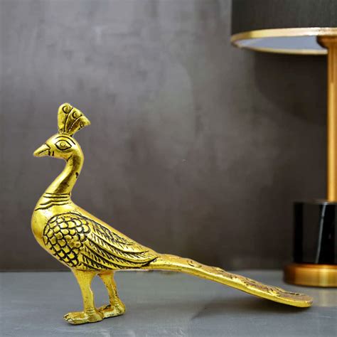 CraftVatika Metal Peacock Statue Showpiece for Home Garden Temple ...