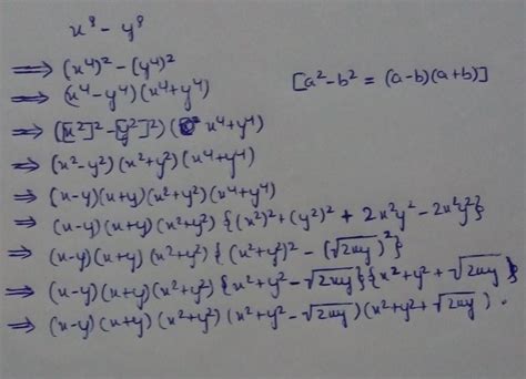 Factorise :- x^8-y^8 - Brainly.in