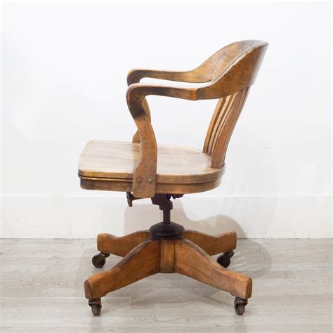 Antique Swivel Oak Desk Chair, circa 1940 at 1stDibs | vintage wooden ...