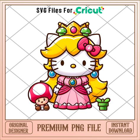 Hello Kitty Princess Peach png, Disney princess name svg, digital down ...