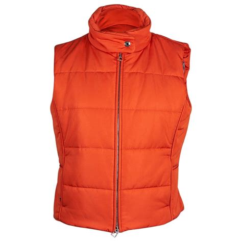 Hermes Unisex Sleeveless Jockey Orange Puffer Vest L | Mightychic