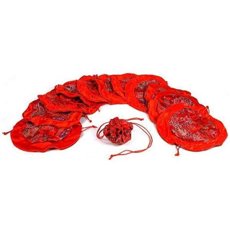 12 Drawstring Pouches Red Brocade Bead Gift Bag 10" | Michaels