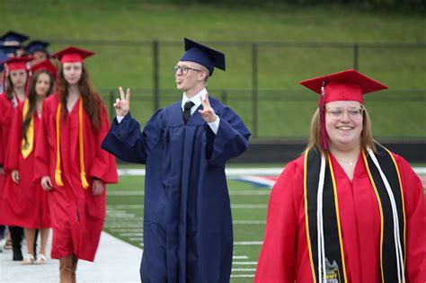 High school graduates in Big Rapids Michigan celebrate during ceremony