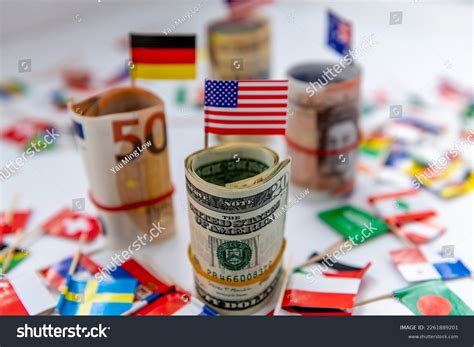 Rolled Bundles Major Currencies Country Flags Stock Photo 2261889201 ...
