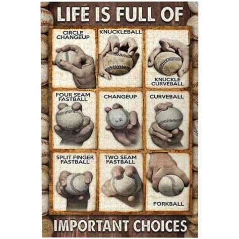 Uoyeqt 300 Pieces Jigsaw Puzzle Baseball Pitching Grips Cheat Sheet ...