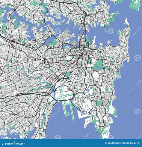 Sydney Map. Detailed Map of Sydney City Administrative Area. Cityscape Panorama Illustration ...