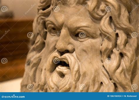 Sea God Okeanos on Marble Puteal from Ancient Greece. Ancient Greek ...