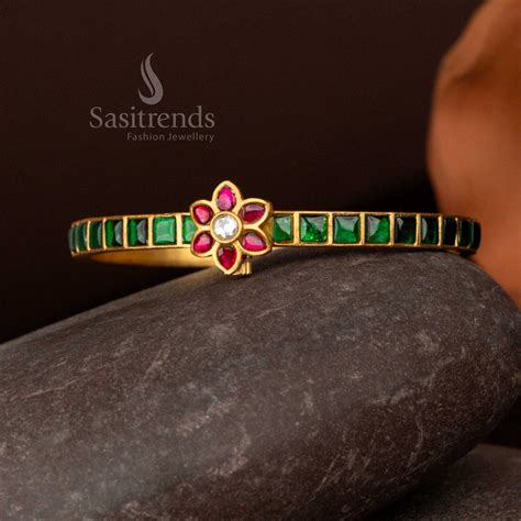 Floral Jadau Kundan Openable Micro gold Plated Bangles – Sasitrends