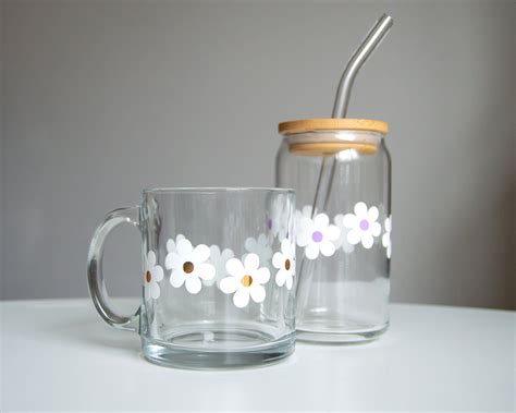 Daisy Clear Glass Mug - Glossy Lavender | Clear glass coffee mugs ...