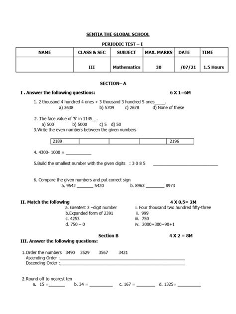 Image result for Into Math Grade 3 Module 1 Test Form B