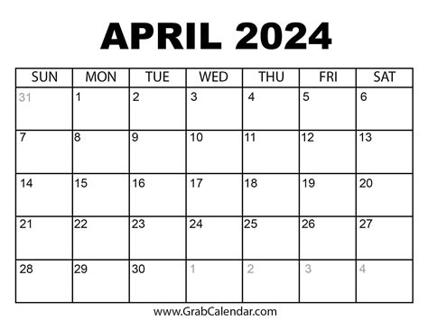 Free Printable April 2025 Monthly Calendar