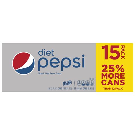 Diet Pepsi Cola Soda Pop, Zero Sugar, Zero Calories, 12 fl oz, 15 Pack ...