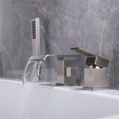 TapLong Modern Roman Tub Faucet with Hand Shower, Waterfall Deck Mount ...