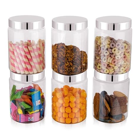 Buy Homeor Plastic Storage Jar & Containers, Steel Cap Jar Set, Air ...