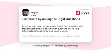 Leadership by Asking the Right Questions