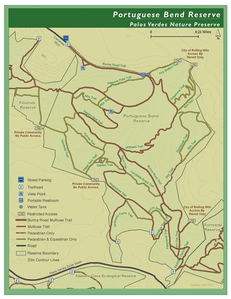 Map of Portuguese Bend Reserve in Palos Verdes Nature Preserve