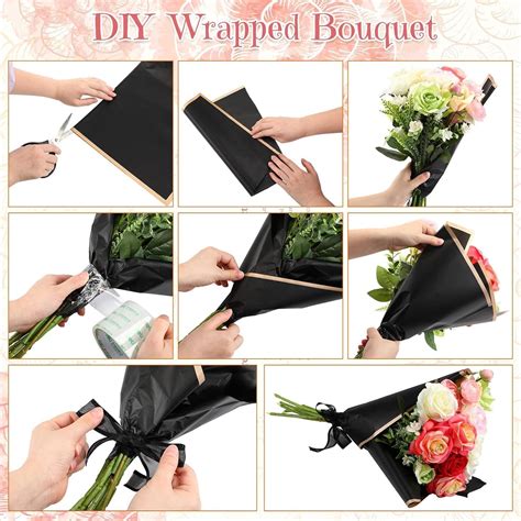 Mimorou 60 Pcs Waterproof Translucent Flower Wrapping Paper - Black ...